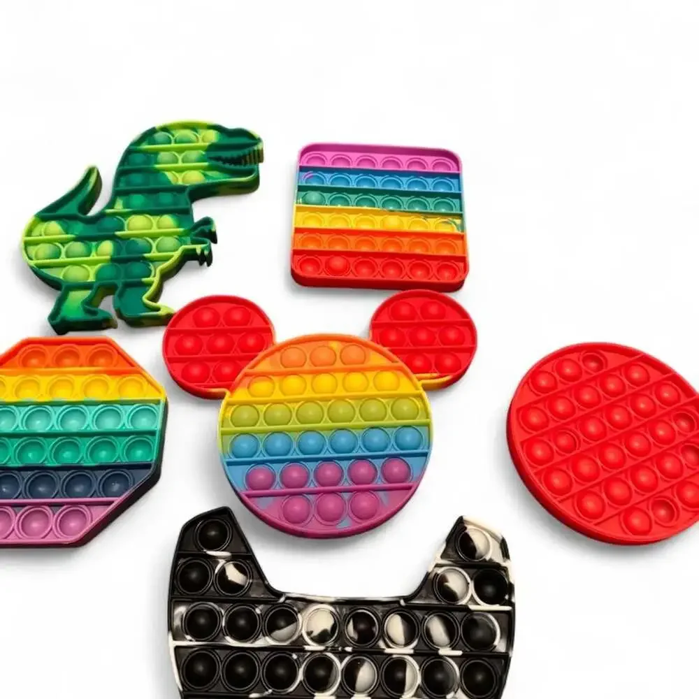 Lot of 6 Silicone Fidget Sensory Pop It Toys Assorted Shapes